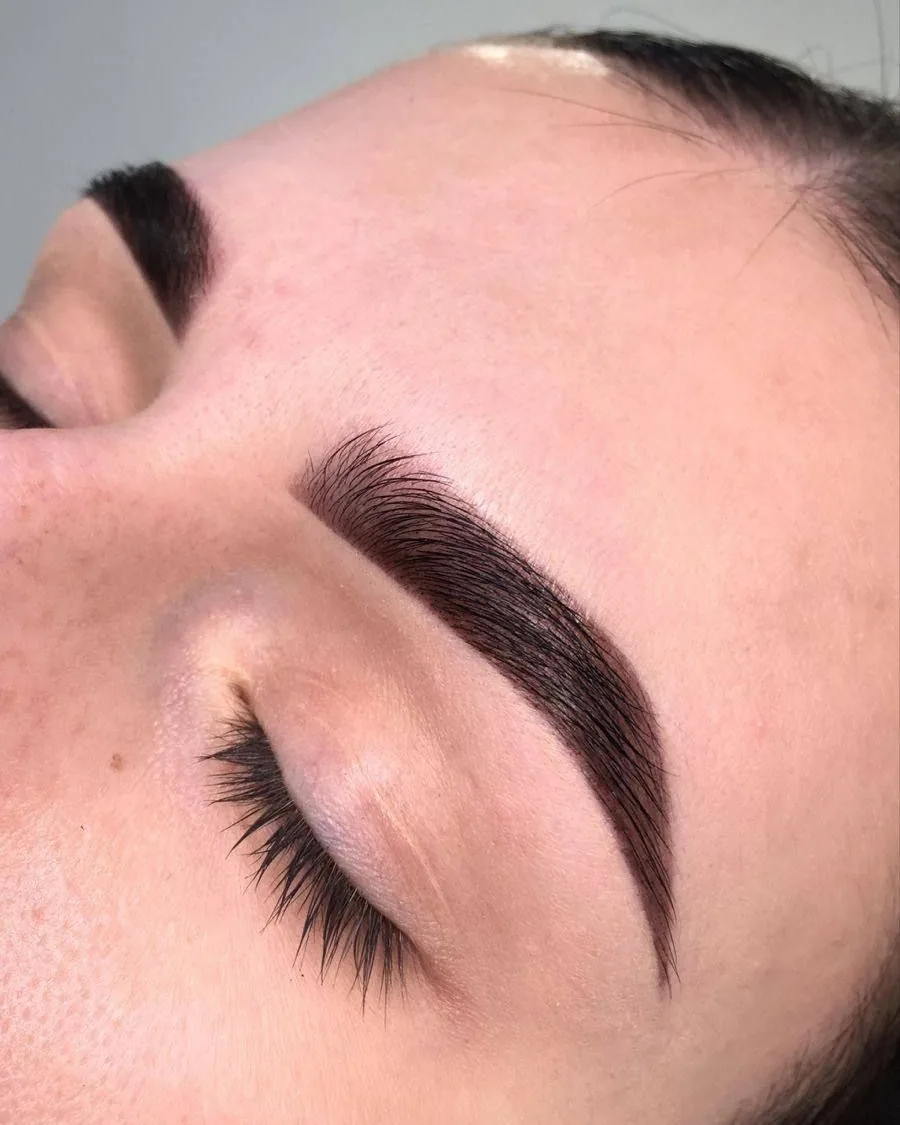 Brow tint close-up: dark, defined tinted brow — CHIQUE AESTHETIC, Columbia MD